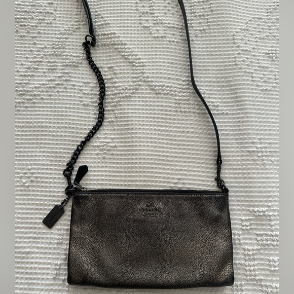 Coach Black Metallic Wallet on a chain bag - Picture 1 of 7